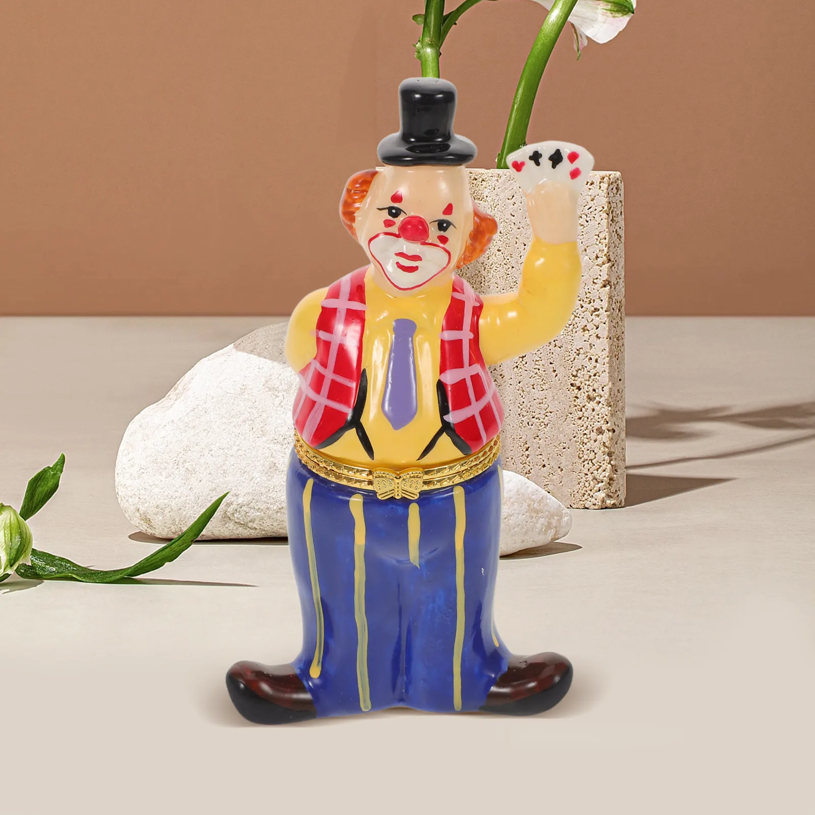 

Handpainted Ceramic Clown Jewelry Box Halloween Themed Jewelry Holder Tabletop Clown Decor Centerpiece Halloween Decoration