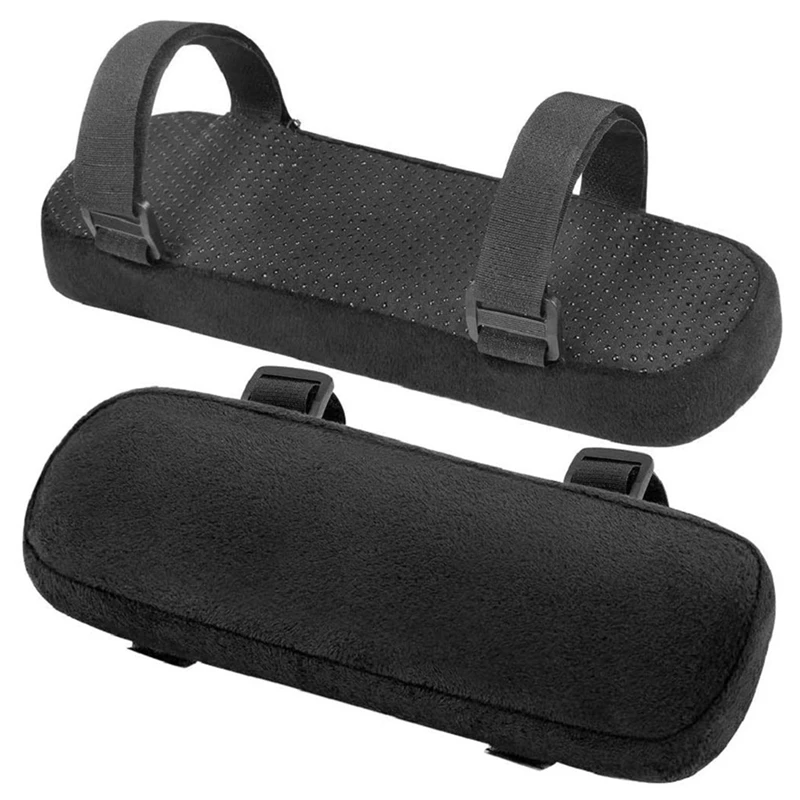 

2Pcs Black Armrest Pad Wheelchair Armrest Pads Adjustable Hook & Loop Fastener Elbow Pillow Memory Foam Arm Chair Covers