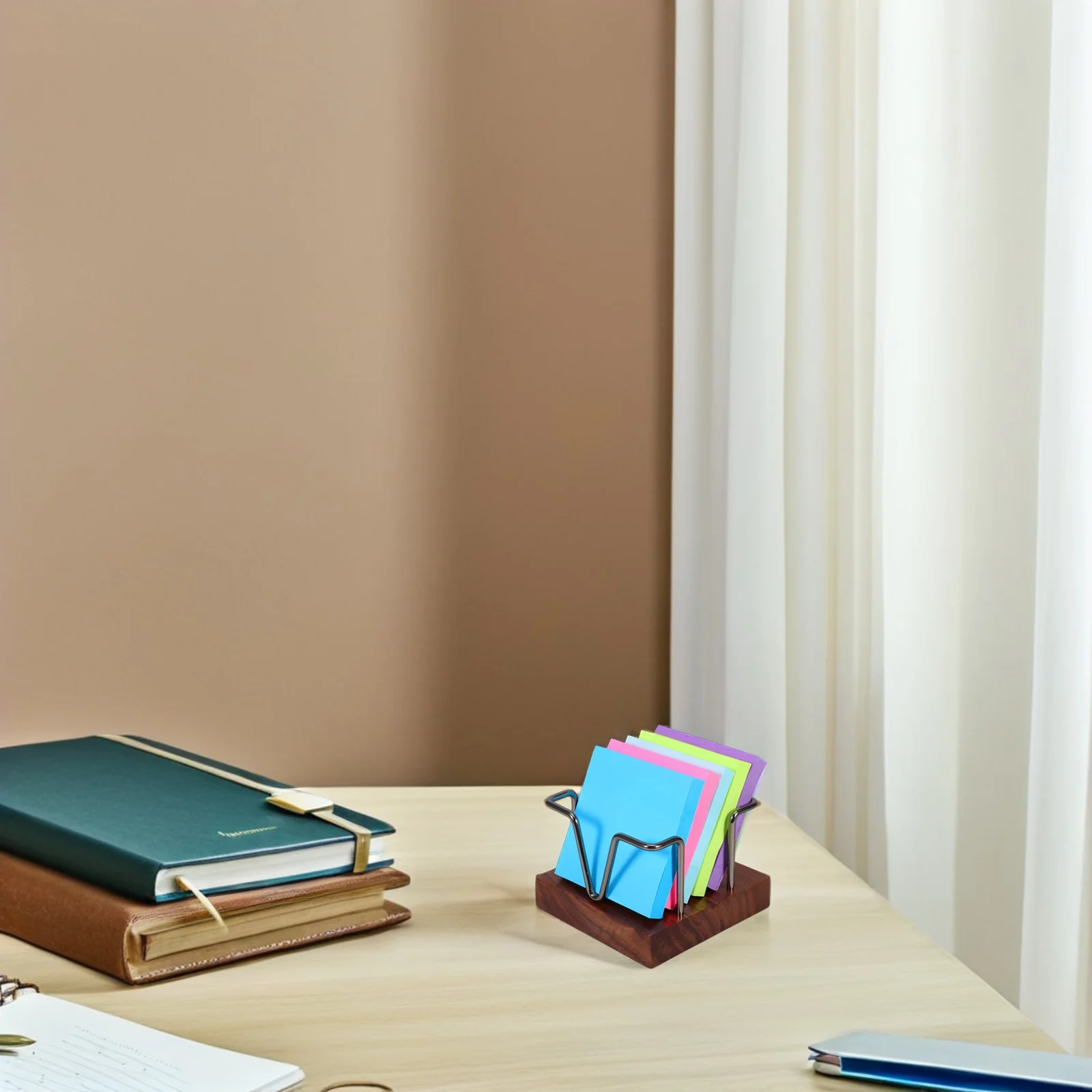 

Storage Rack Office Supplies Desktop Memo Holders Notepad Dispenser Organizer Wood Metal Student Elegant Design Large