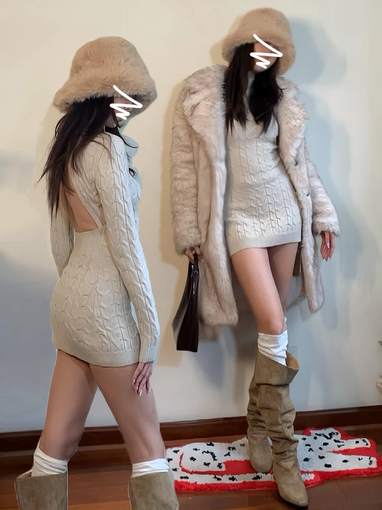 Nouvelle jupe moulante en maille rétro à col montant pour femme, idéale comme sous-vêtement de base, collection automne-hiver, motif floral doux et élégant.