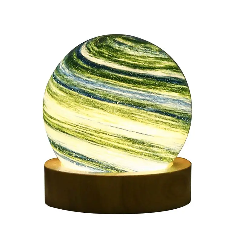 SYW-3D Planet Crystal Ball LED Night Light Moon Galaxy USB Night Light Bedroom Bedside Atmosphere Table Decoration Lamp B