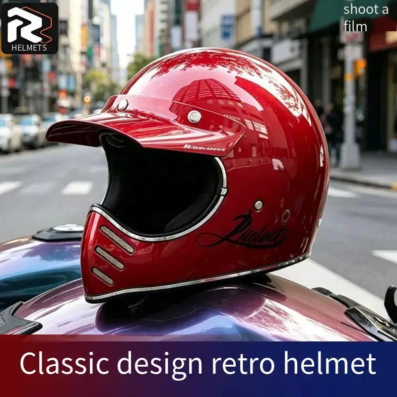 Retro Motorcycle Helmet Cruising Rally Japanese Sharp Mouth Small Body Pedal Glass Steel Full Face Helmet for Motorbikes