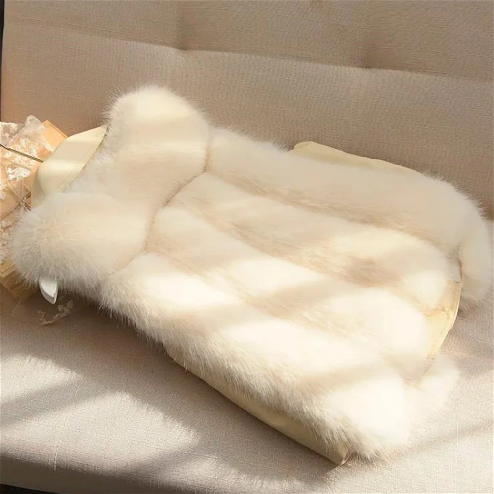 High Quality Imitation Fox Fur Vest Sleeveless Fur Jacket Women Fur Vest Winter Waistcoat Fur Vest Female Waistcoat Gilet Warm