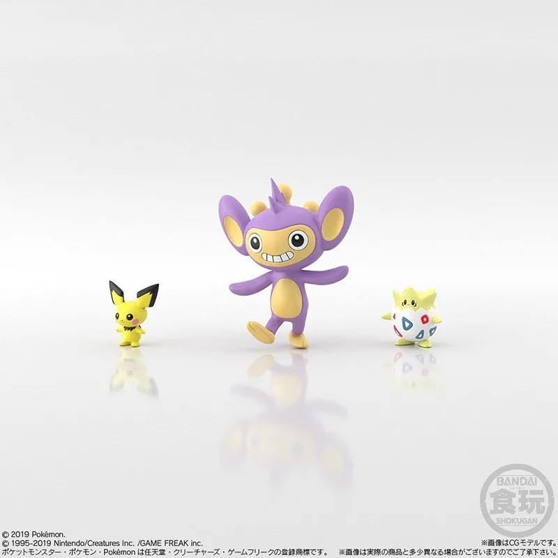 Original Genuine Bandai Anime POKEMON Shokugan SCALE WORLD Ethan Espeon Cyndaquil Model Toys Action Figure Gifts Collectible Kid