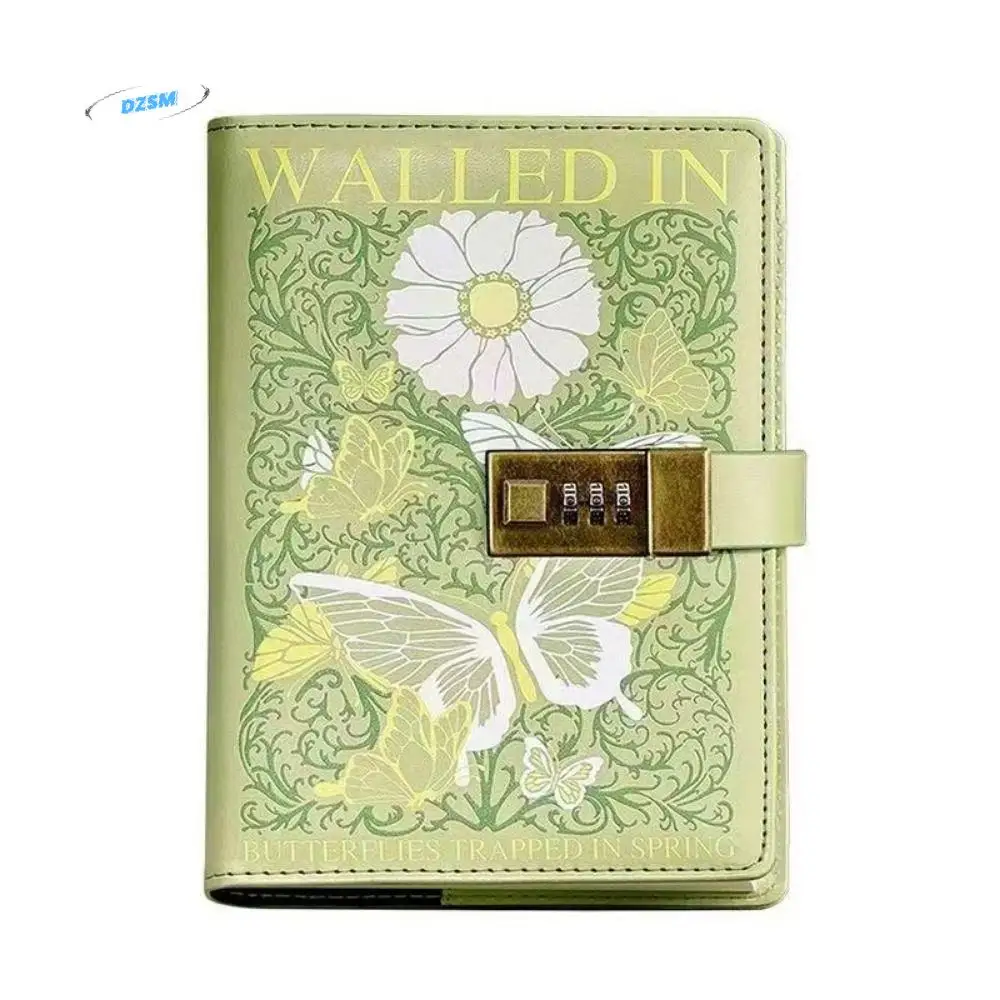 Fashion 224 Pages B6 Notebook Thickened Printed Pattern Password Book with Lock Protecting Secrets PU Leather Diary Book Gifts
