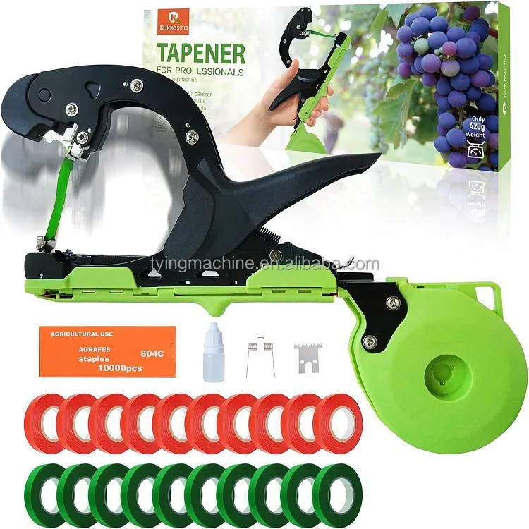 

Plant Branch Hand Tying Staples +Tapener +Tapes Binding Machine for Flower Vegetable Garden Grape Tomato Vine Tape Tying Tool