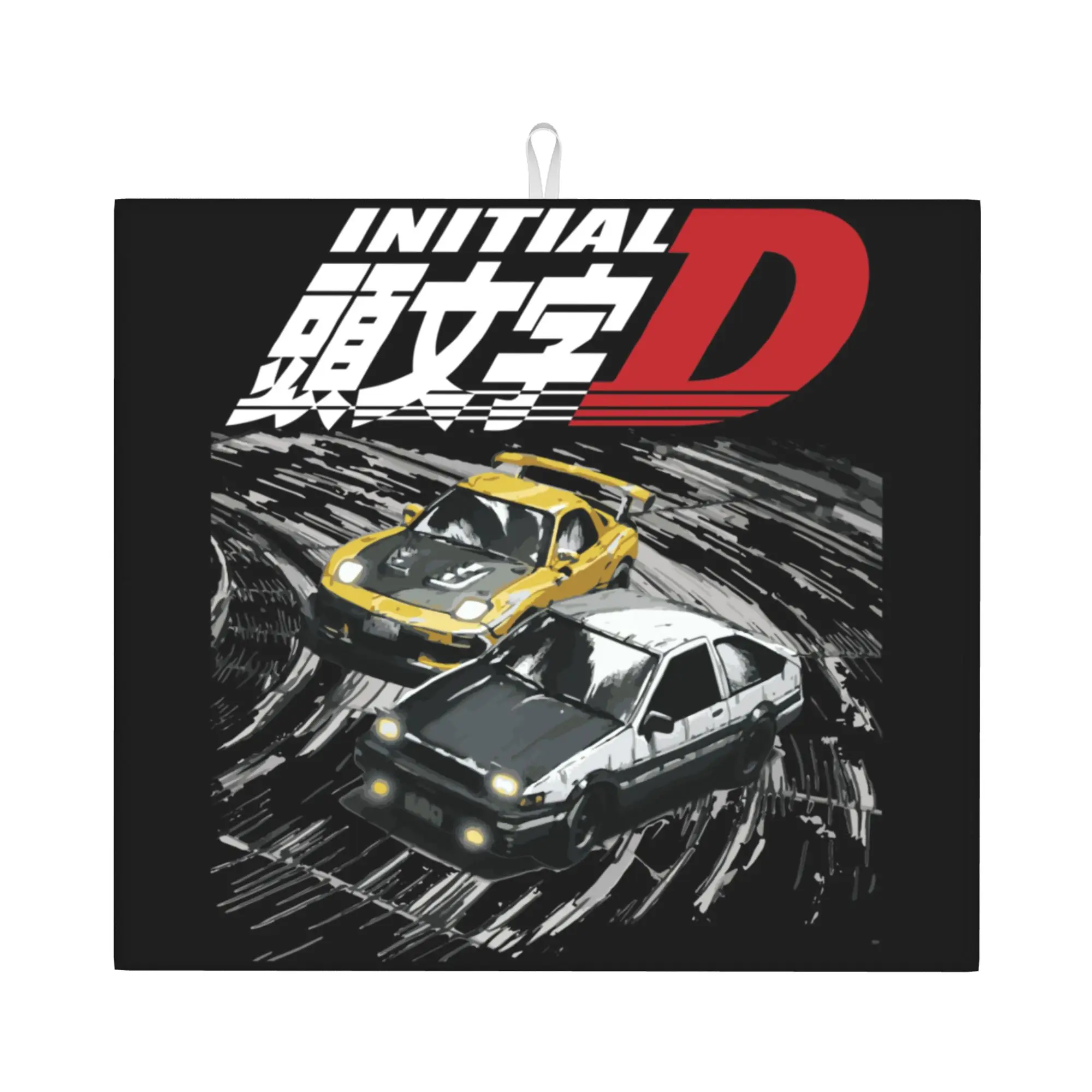 Mountain Downhill Night Drift Racing Initial D Non‑Slip Waterproof Absorbent Barware Tableware Oil Proof Drying Mat For Kitchen