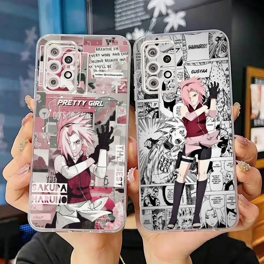 Sakura Haruno Anime Girl Fashion Phone Case Transparent Silicone Soft For Samsung S30 S25 S24 S23 S22 S21 Ultra Plus