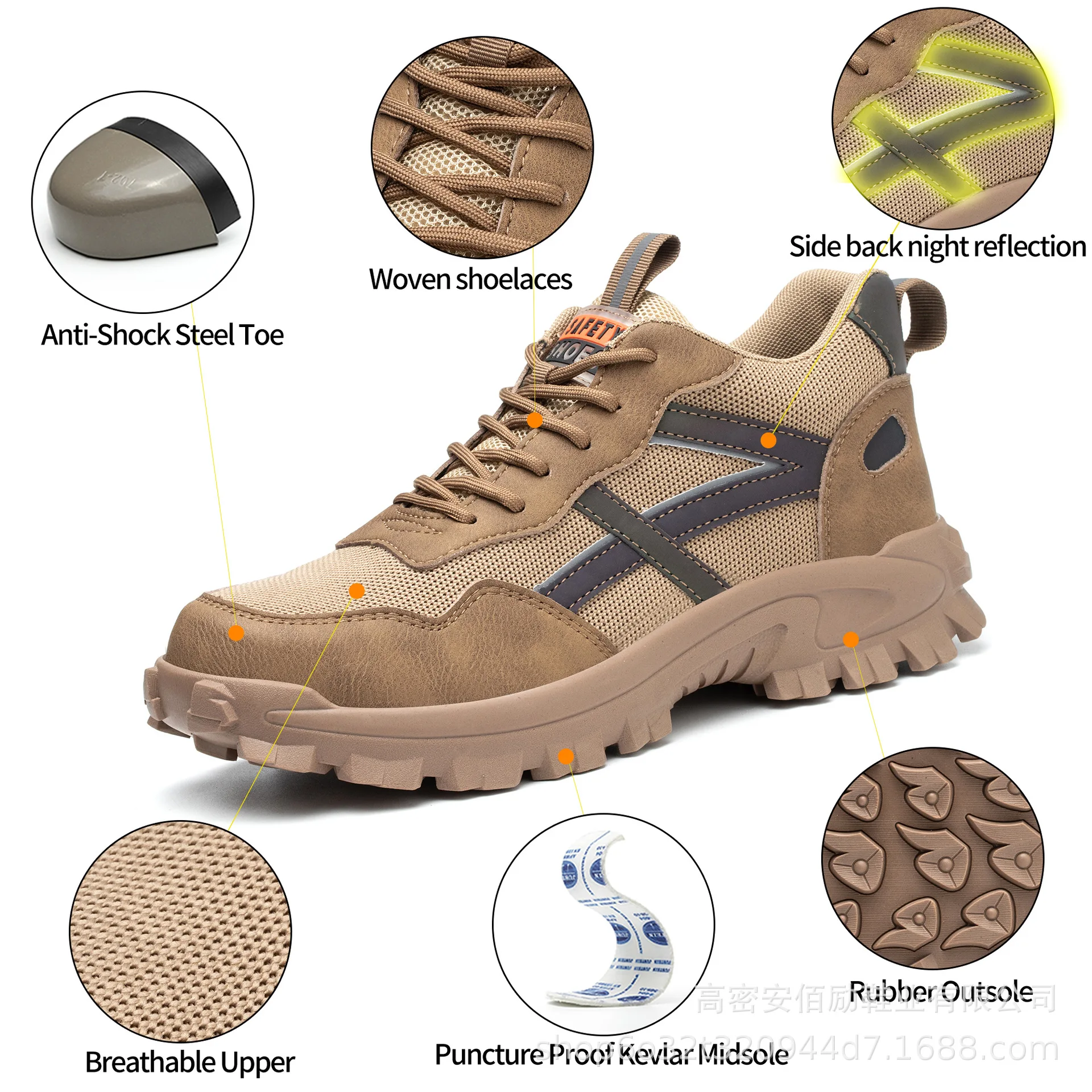 Chaussures à bout en acier pour hommes avec bout composite, chaussures de travail confortables et respirantes, chaussures de sécurité résistantes aux coups de couteau et à la pression