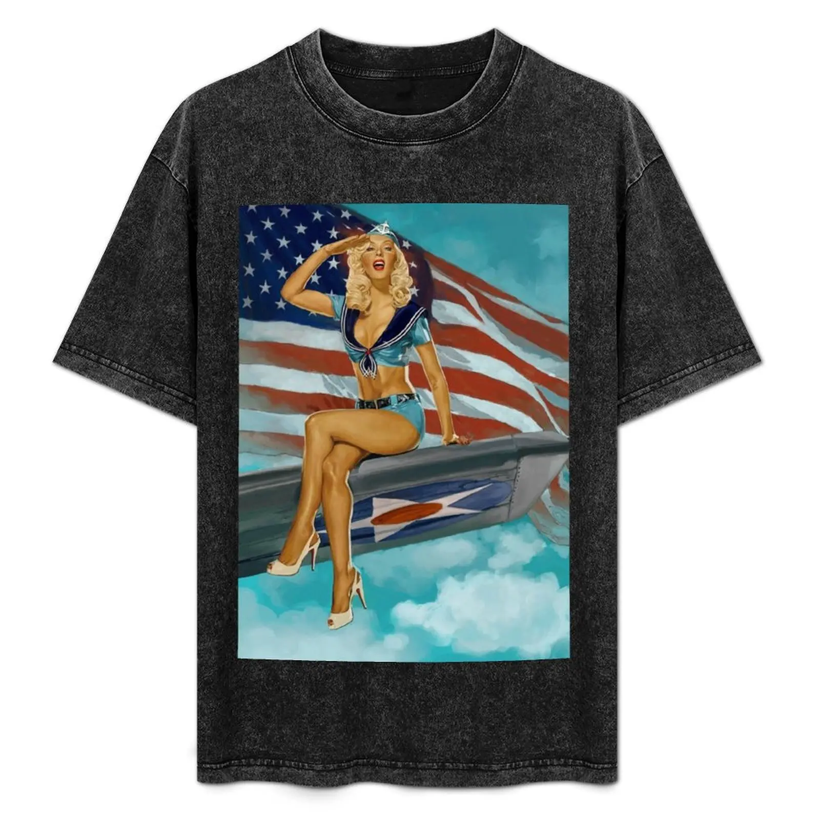 Patriotic Pin-Up of Christina Aguilera T-Shirt kawaii clothes sublime plus sizes plain t shirts men