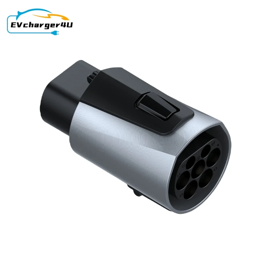 EVCharger4U IEC62196 tipo 2a GBT EV adaptador trifásico 32A 22KW con doble gancho para marca china, convertidor de adaptador de carga EV