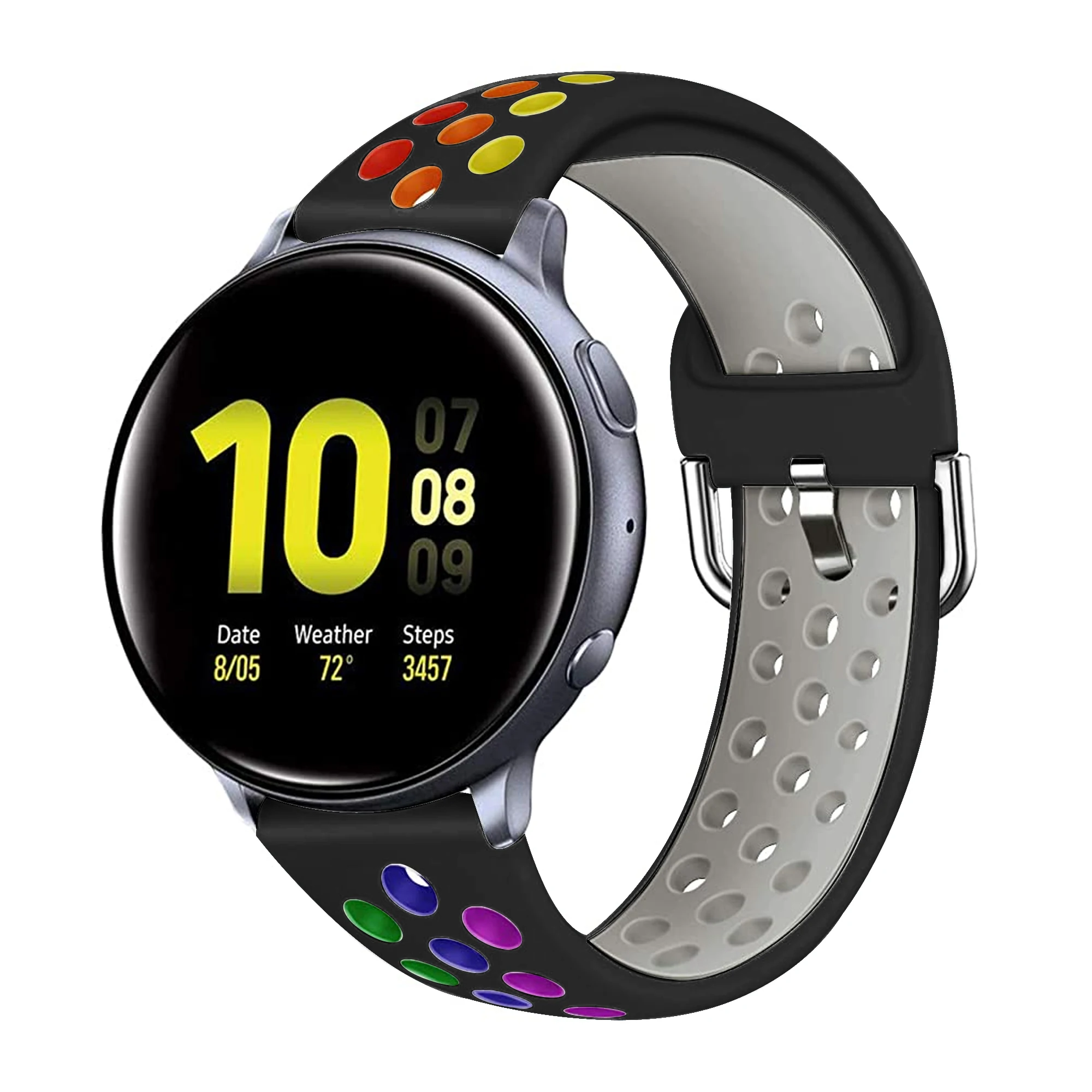

20mm 22mm Rainbow Hole Silicone Band for Huawei Watch GT4/3/2/GT2 Pro For Samsung Galaxy Watch 3 Strap for Garmin Fenix 5/6/7/8