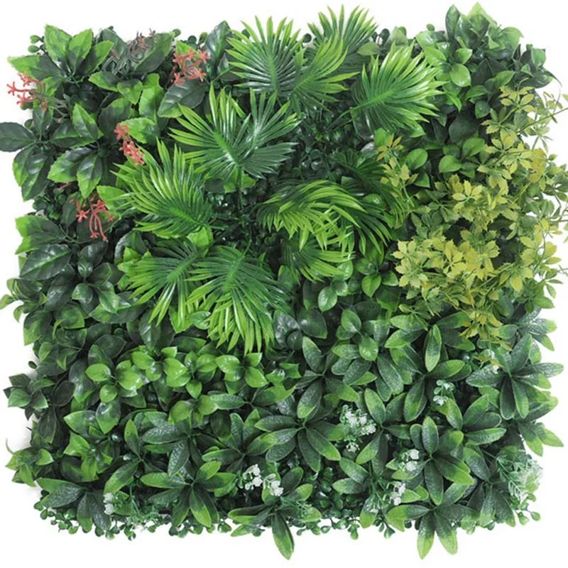 Indoor outdoor Decor plastic backdrop panel hanging faux artificial green plant leaves grass wall