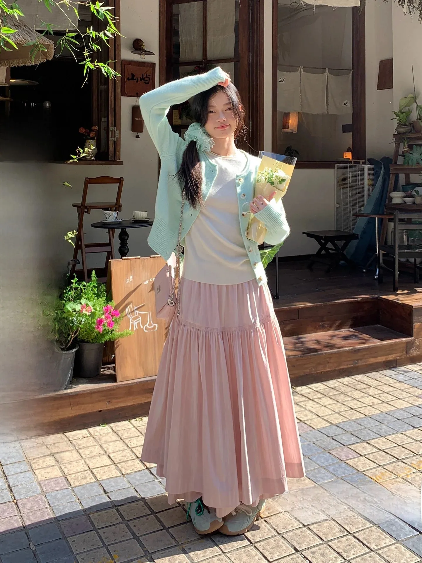 Soft Pink A-Line Midi Skirt Women's Autumn Beautiful Flared Sui Generis Korean Style High Waist Loose Fit Casual Skirt