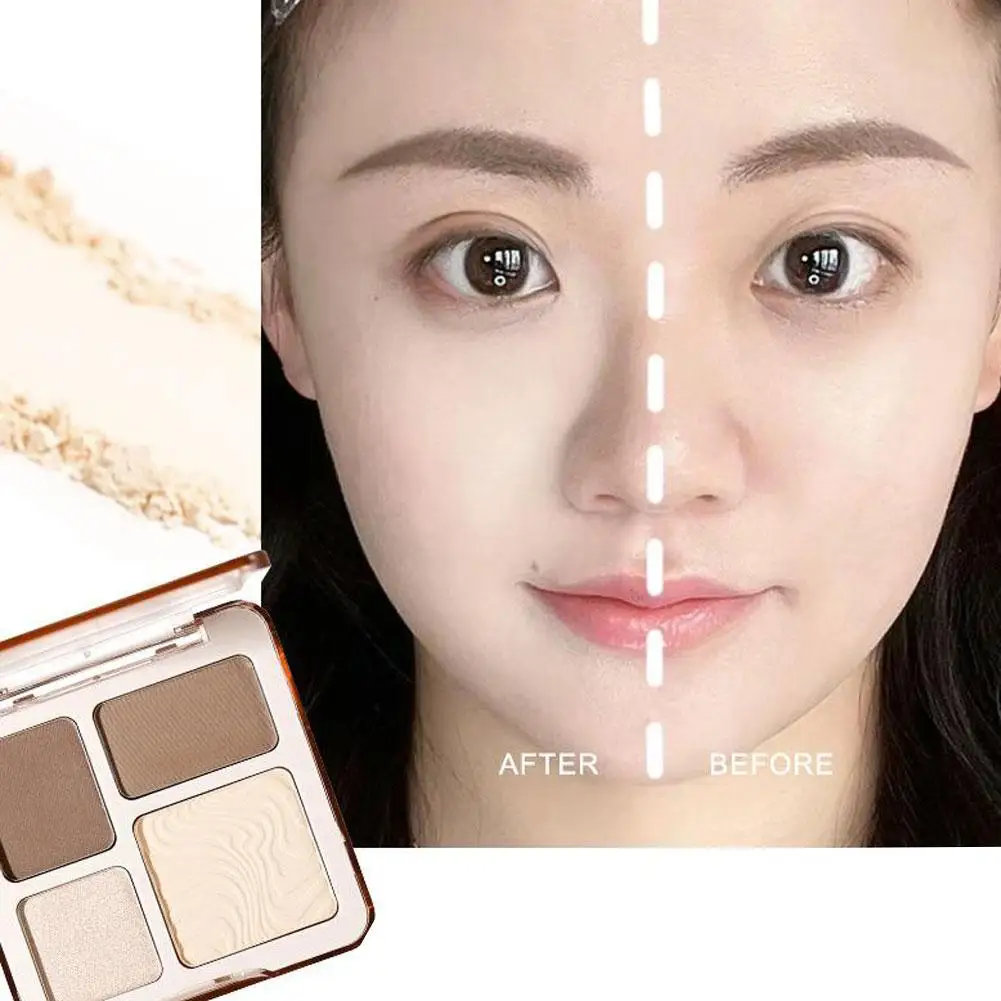 Paleta do konturowania twarzy z matowymi rozświetlaczami i bronzerami, 4 kolory, długotrwały makijaż, cienie do konturowania twarzy, kosmetyki do stylizacji.