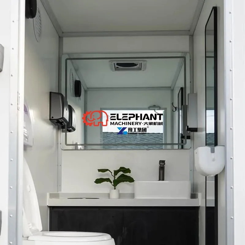 Trailer de Banheiro Portátil para Exterior, Sanitário Rebocável com Rodas para Casamentos, Construção e Empresas de Aluguel