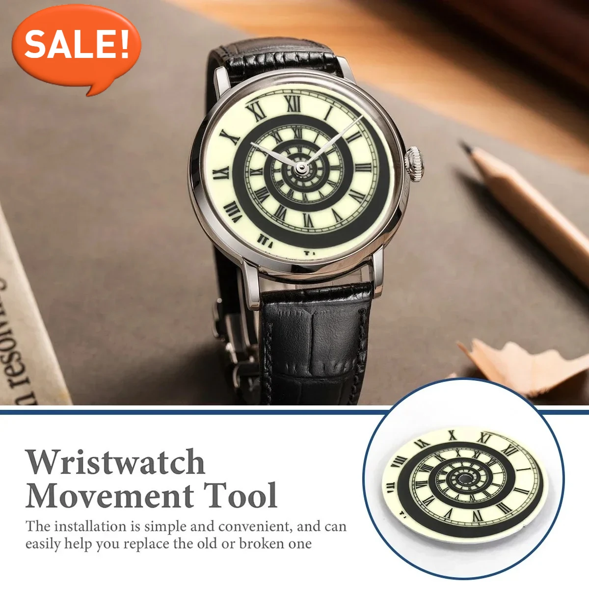 

28,5 мм для NH35 циферблата, зеленая светящаяся римская шкала, спиральный узор, модифицированные циферблаты для часов NH36/4R/7S, аксессуары для часов с механизмом