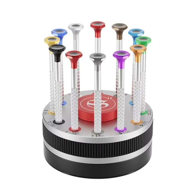 Brand High Quality 12PCS Screwdriver Set with Rotatable Base and Spare Blade for Watch Maintenance and Opening The Watch