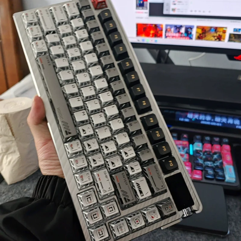 Space Outpost Station CNC Metal Keycaps Custom Cherry Transparent White and Gold Key Caps Artisan Original Design Point Key Cap