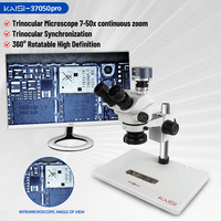 Kaisi 37050 7-50X Trinocular Microscope Simultaneous Zoom Digital Microscope 4K Camera Electronics PCB Welding Microscope Tools