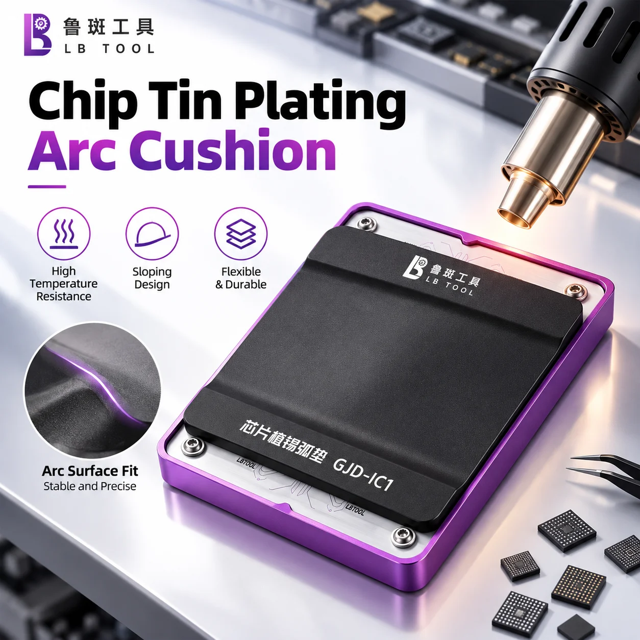 LB TOOL GJD-IC1 BGA Reballing Curved Pad Heat Resistant Flexible Cushion for CPU Chip Stencil Soldering Motherboard Repair