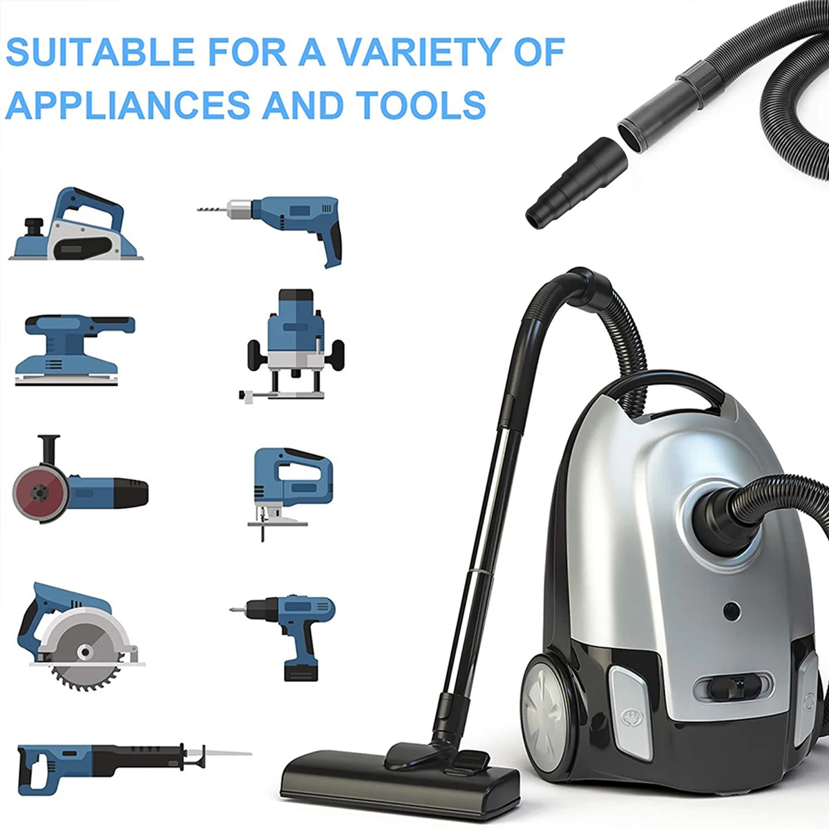 Universal เครื่องดูดฝุ่นท่ออะแดปเตอร์แปลง 5 ชั้นขั้วต่อท่อสูญญากาศ 23 มม.30 มม.34 มม.42 มม.50 มม.reusable