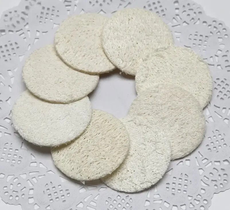 Natural Loofah Facial Pads Loofah Disc Makeup Remove Exfoliating Face Loofah Pad Small Size Luffa Loofa