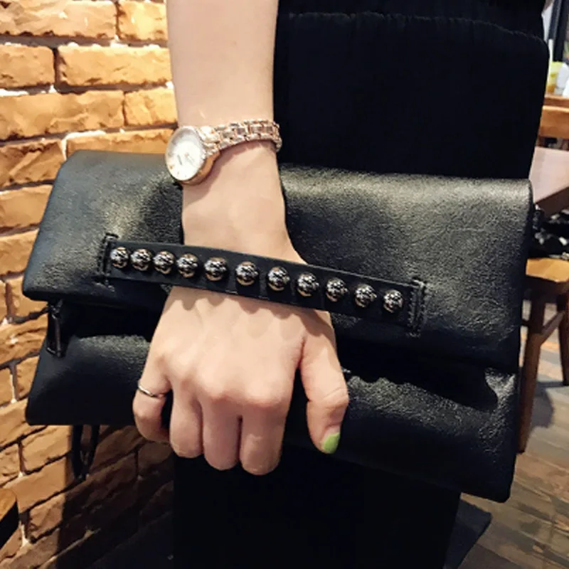 Fashion Folding Lady Handbag Versatile Letter Packet Korean Edition Crossbody Bag Luxury Brand Design Rivet Shoulder Bag
