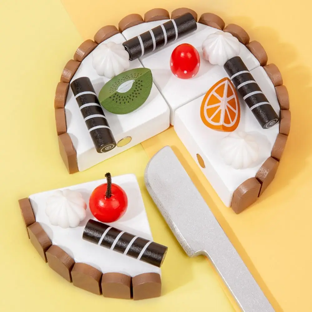 Jouet de simulation de gâteau d'anniversaire magnétique, maison de jeu interactive en bois, jouets de cuisine pour enfants, Montessori exquis