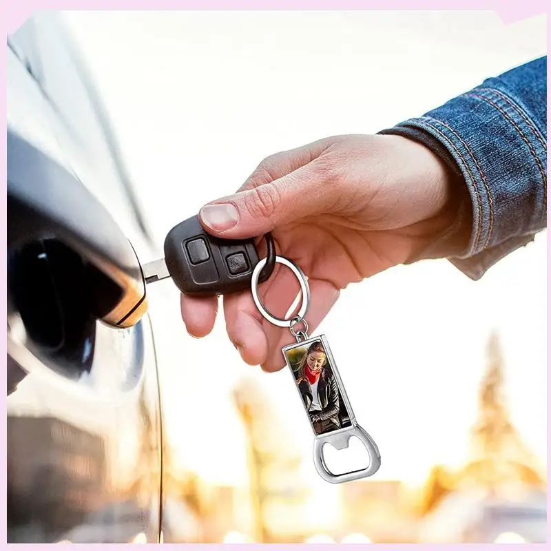 B24B 40 Pcs Sublimation Blank Keychains Sublimation Metal Bottle Opener Blank Key Ring Aluminum Heat Transfer Keychain