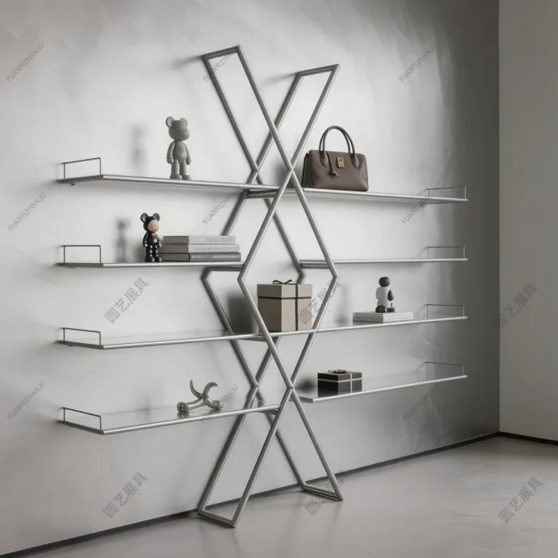 Forged iron display rack, partition screen, floor, exhibition hall, industrial style, simple modern shelf, decorative rack, gree