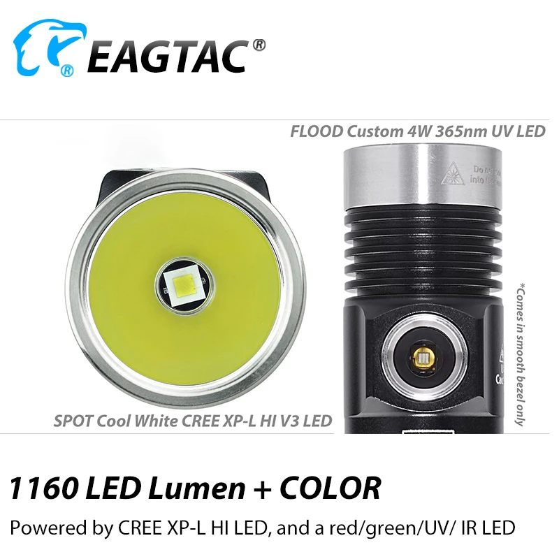 EAGTAC DX30LC2-SR اللون XPL HI مع الجانب LED 365NM 395NM UV الأحمر LED 850NM IR الأخضر LED مع الجانب XPL HI مصباح يدوي قابل لإعادة الشحن