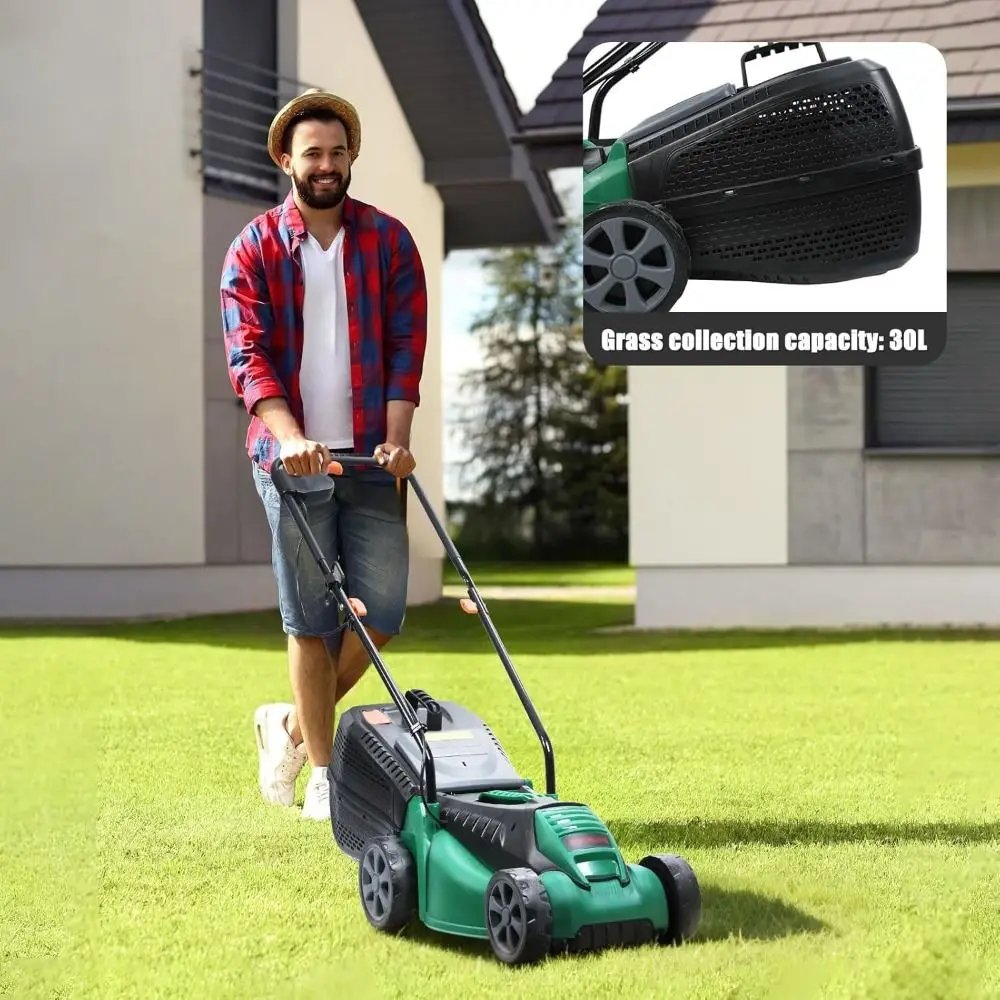 1600w Hand-Pushed Electric Lawn Mower Push-Style Powerful Electric Self-Propelled Lawn Mower Foldable Adjustable