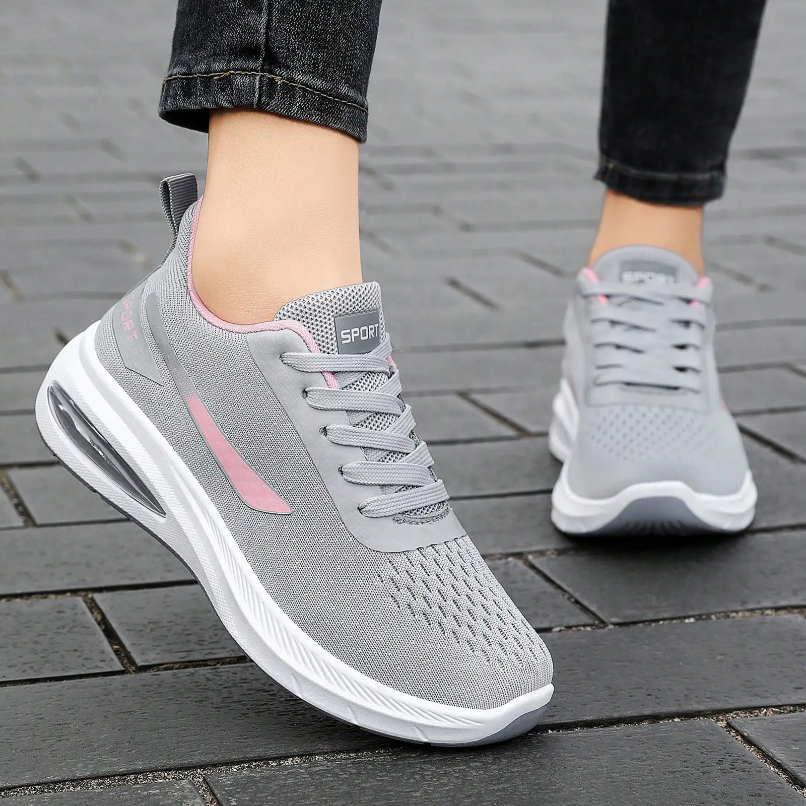 Women's Sports Shoes, Breathable Mesh Lace Up Sneakers, Lightweight Low Top Casual Tennis Shoes For Summer Outdoor Walking Soccer Cleats.sx260618091803615276410 - view 5