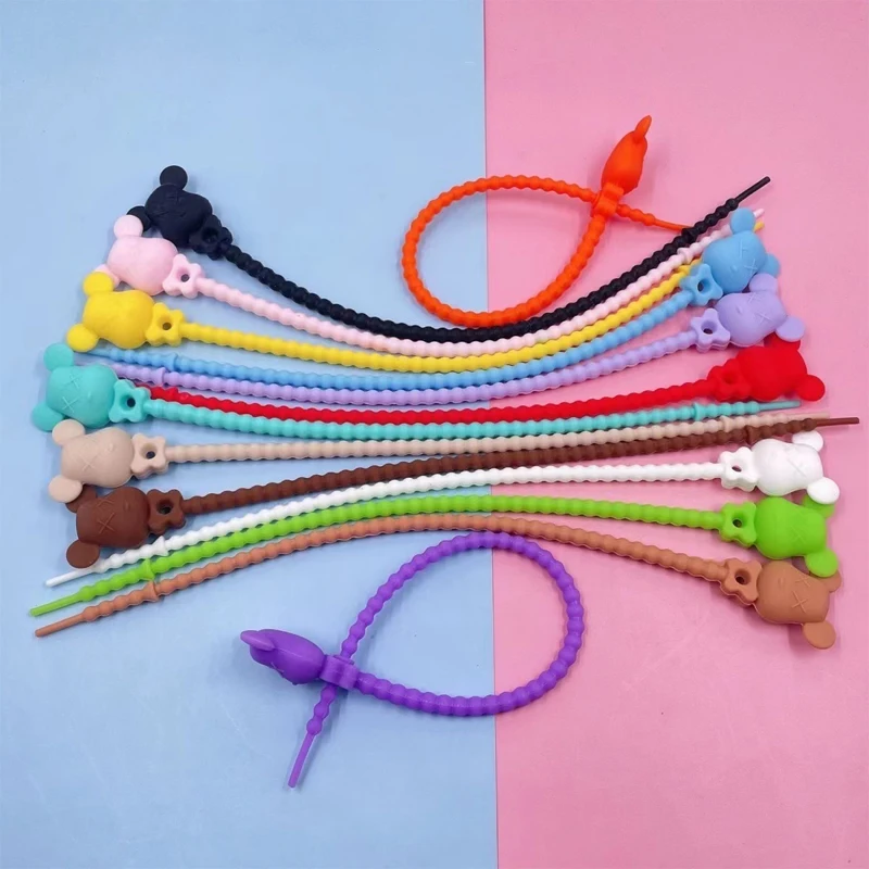 Reusable 10/30pcs Silicone Cable Ties Assorted Smart Ties Cord Wrap Organizer Rubber Twist Ties Heavy Duty Reusable Zip Ties