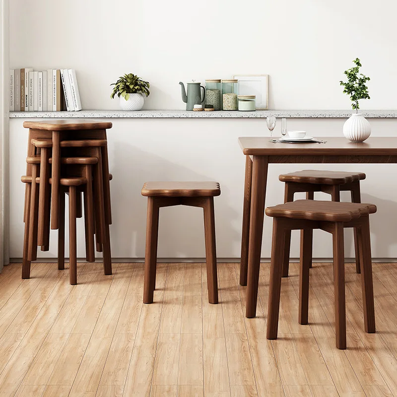 All Solid Wood Biscuit Stools, Home Restaurant Benches, Living Room Stools, Stackable High Stools, Dining Table Stools