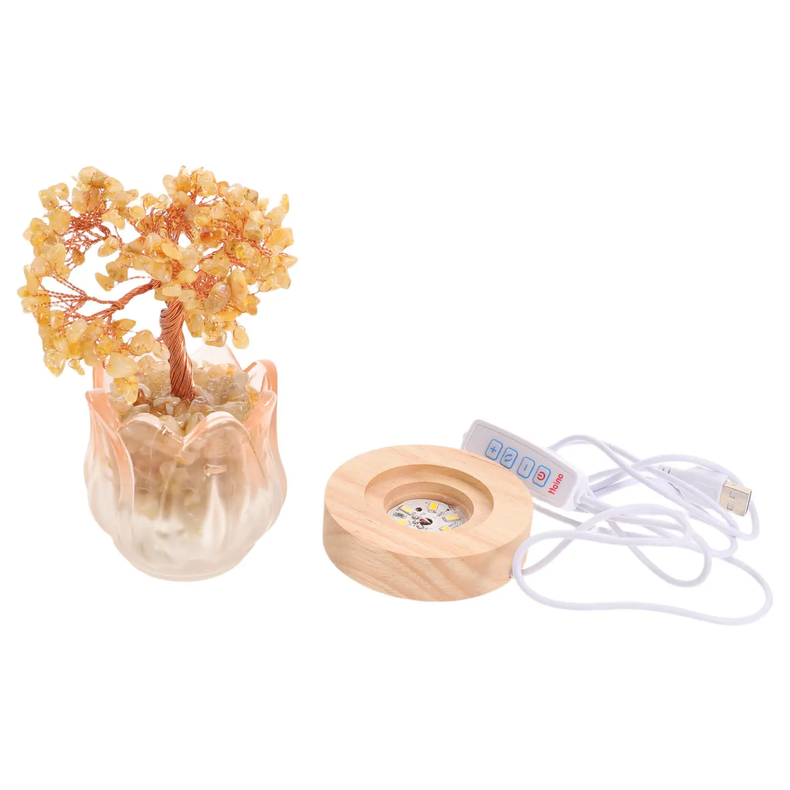 

Citrine Crystal Tree Night Light Feng Shui Money Tree Symbol of Wealth Bonsai Lamp USB Powered Adjustable Light for Home Office
