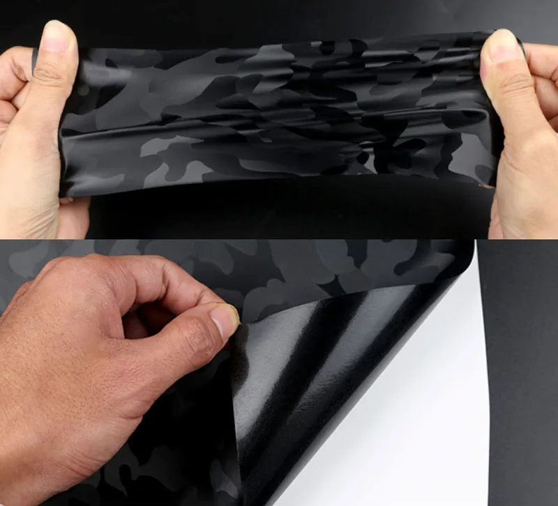Black Stealth Camouflage Vinyl Wrap Roll with Air Release Self Adhesive Decal Car Wrapping