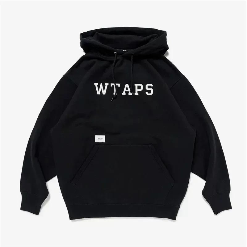 Camiseta Masculina de Manga Longa WTAPS SIGN-OD LS, Algodão Lavado Vintage, Corte Solto, Gola Redonda, Estilo Streetwear Japonês, Top Casual