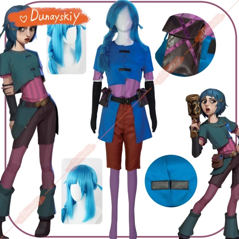 

Arcane Jinx Косплей Костюм Пудра Baby Jinx Косплей Костюм Женские Сексуальные Наряды Хэллоуин Лига Легенд Парик Комплект