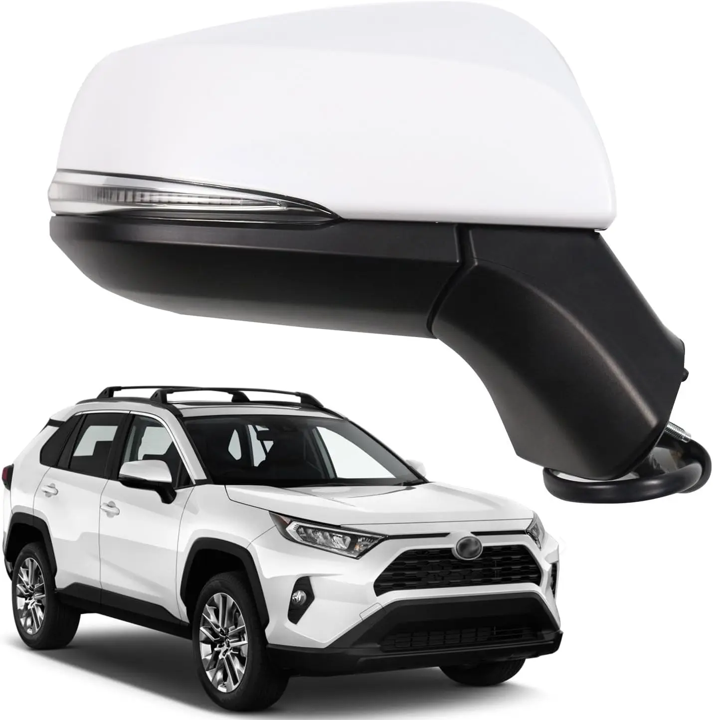 

Car Door Mirror Fits for Toyota RAV4 2019 2020 2021White Right Passenger Side Mirror with BSM