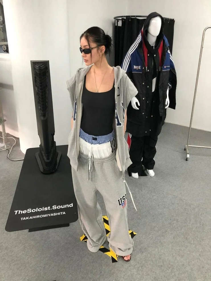 

Мужские спортивные брюки Ailz Project с завязками на талии, пэчворк, вышивка флагом, длинные брюки с имитацией талии-футболки, повседневные брюки