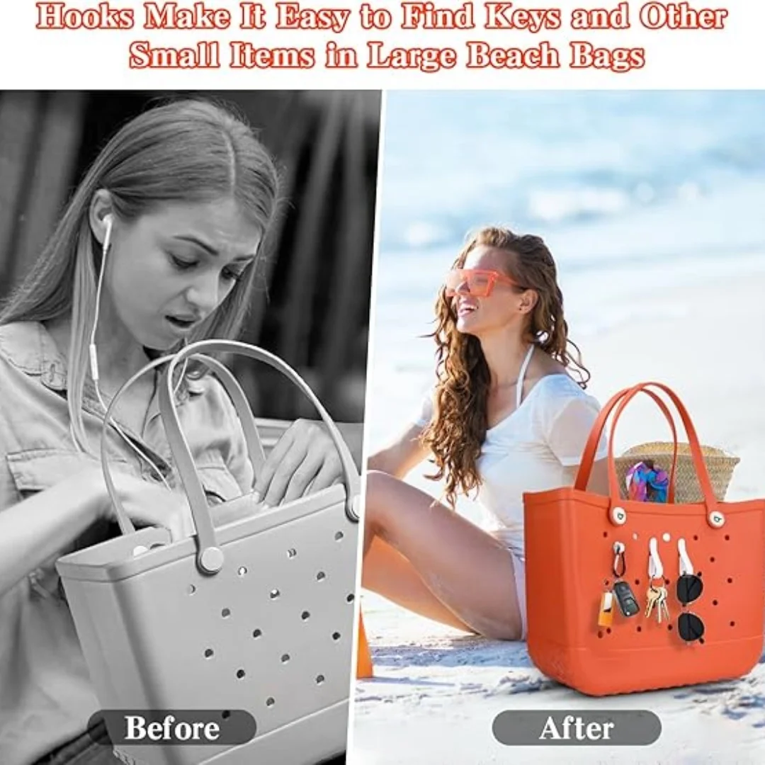 4 Pcs Hook Accessories for Beach Bag, Two Styles of Hooks for Bo Bag, Key Holder for  Bag Hanging Keys, Sunglasses, Headpho