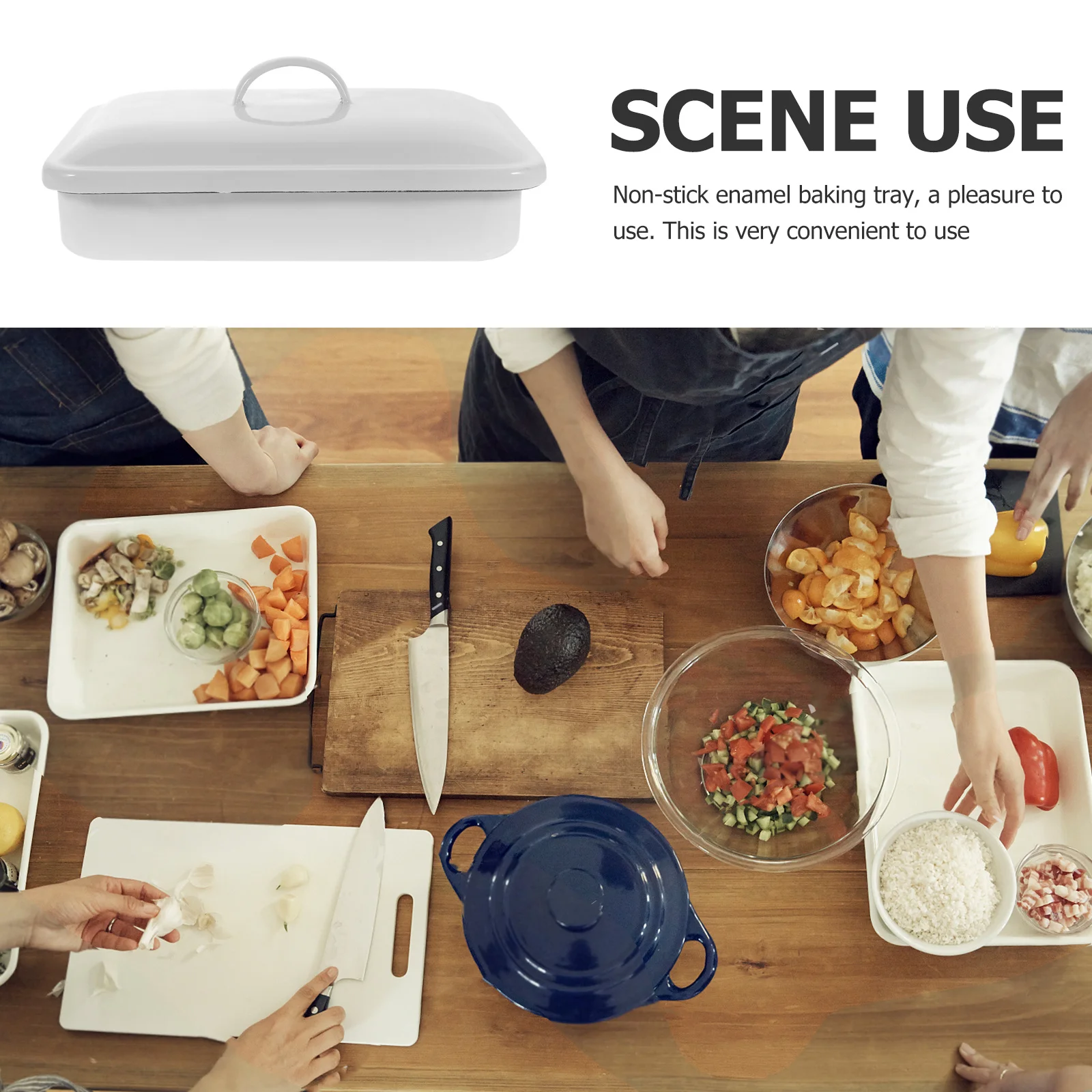 

Enamel Tray Wear-Resistant Non-Stick Baking Pan Dishwasher Safe Heat-Resistant Oven Tray Enamel Oven Pan