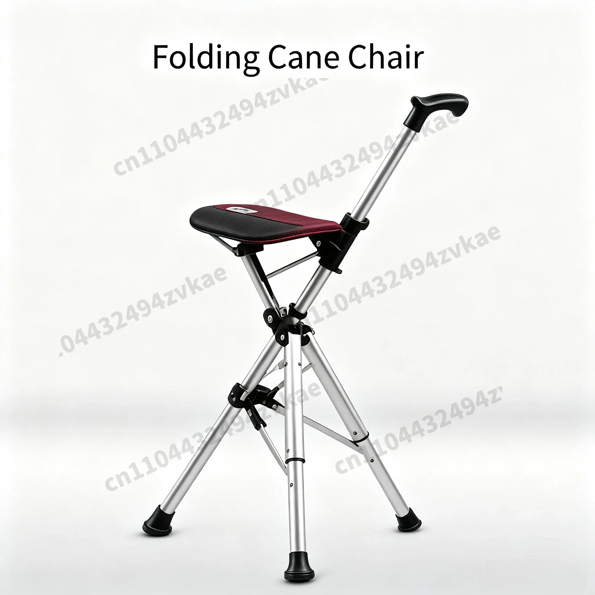 2-in1 88cm Foldable Walking Cane Chair , Portable One-Button Open Close Mobility Aid Seat Cane for Elderly Daily Walking Support