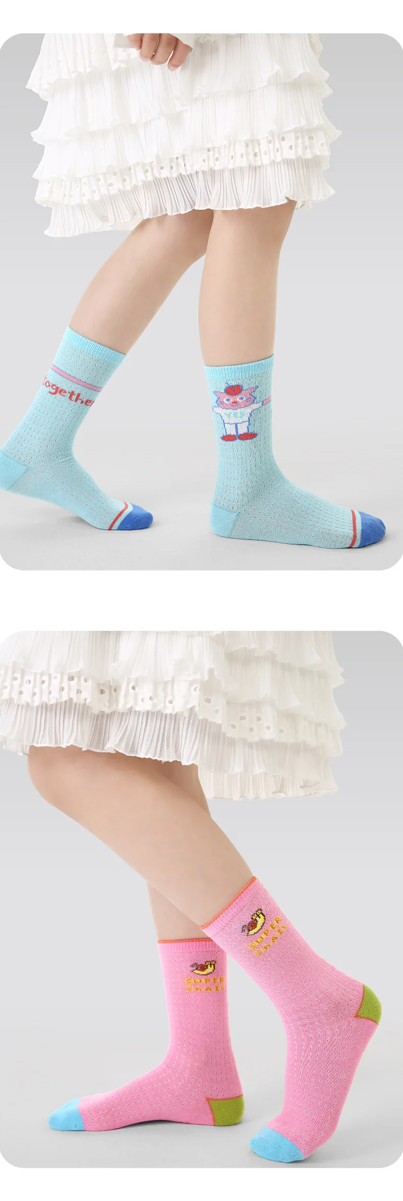 Baby-Sommersocken, Kindersocken für Jungen und Mädchen, Kaninchenmuster, dünne Baumwoll-Mesh-Socken, 4 Paar/Lot, Kinder-Wadensocken für den Sommer – Detail 10