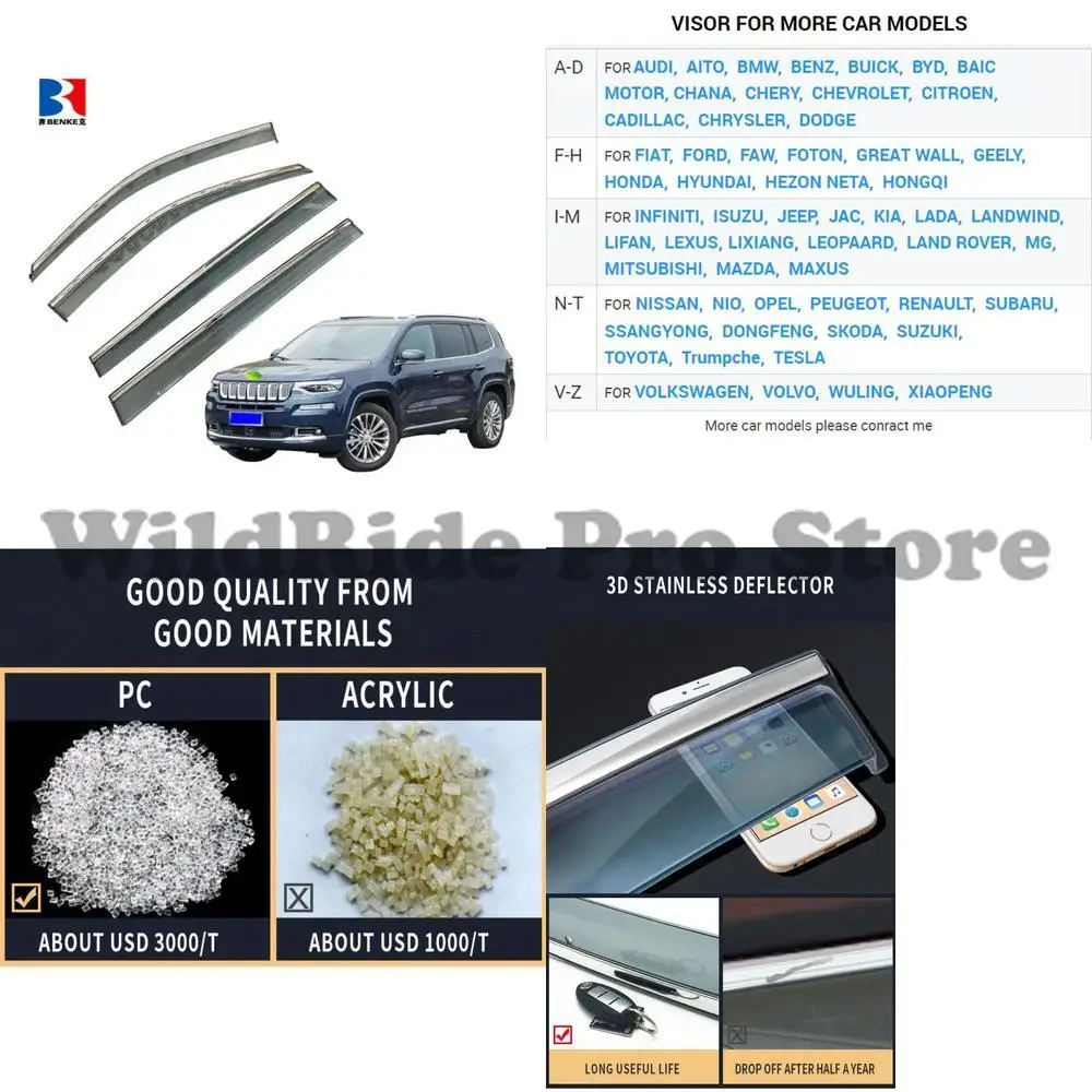 

1 комплект для Jeep Commander Xk, 4 шт., лента 2018, высококачественный дефлектор для впрыска, солнцезащитный козырек для окон компьютера