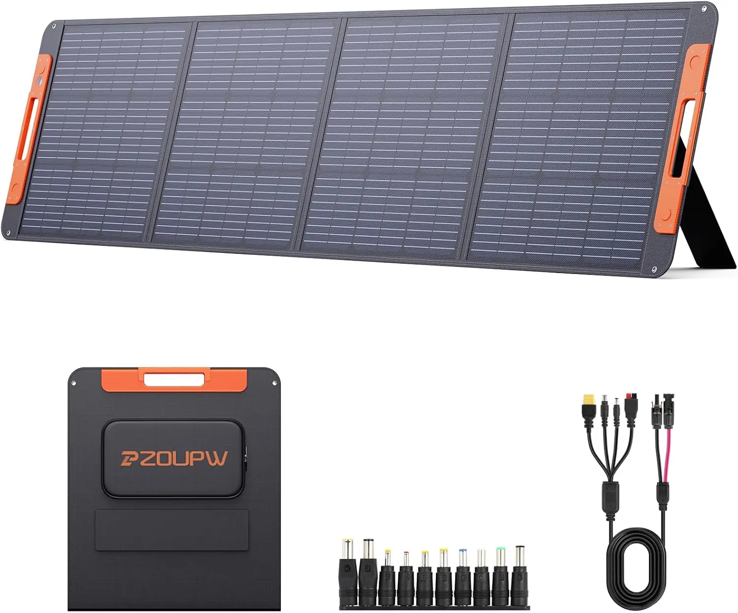 

200 Watt Portable Solar Panel For Power Station, 20V Foldable Solar Panel With Solar Angle Guide Solar Cable,23.5% High