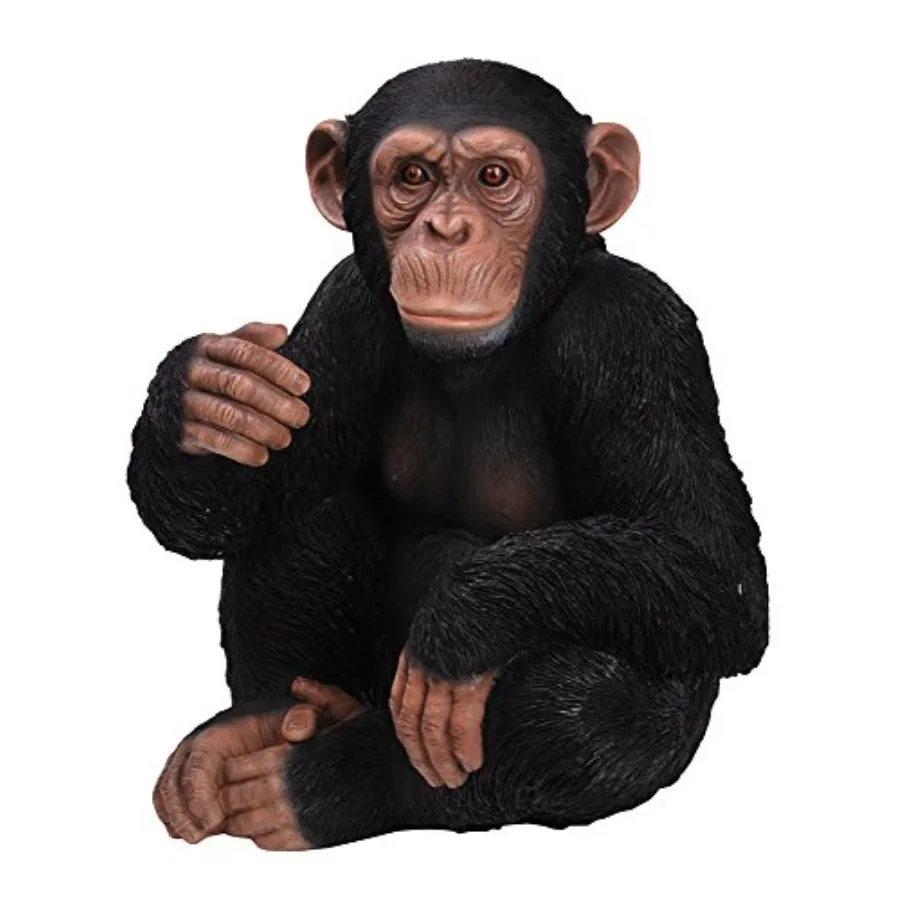 Garden decoration statue featuring monkey design, made of weather-resistant resin, available in natural brown color with hand-p