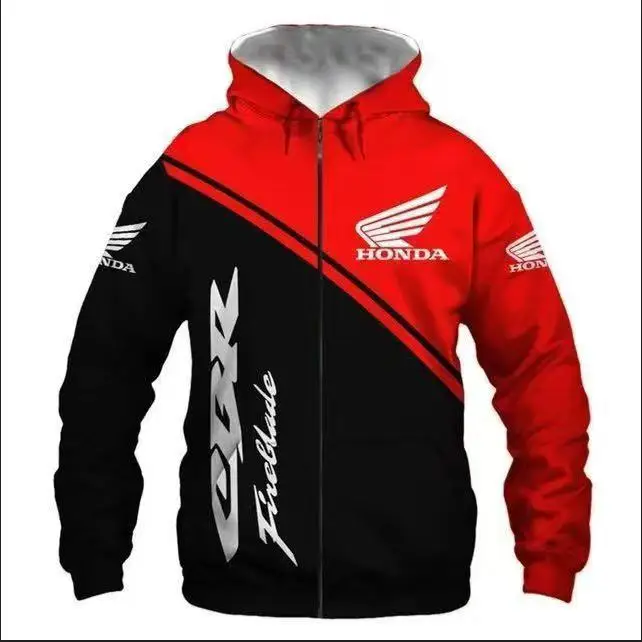 Spring 3D Printed Honda Racing Men's Motorcycle Hoodie Fashionable Racing Pullover Outdoor Sports Shirt for Men Trendy clothing